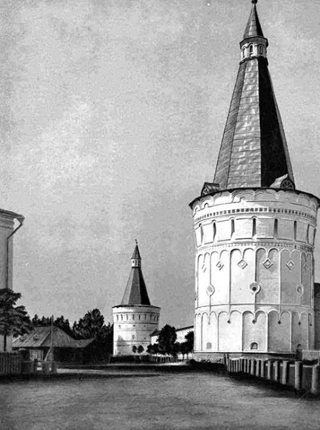 Иосифов-Волоколамский монастырь. Петровская и Старицкая башни, вторая половина XVII в.