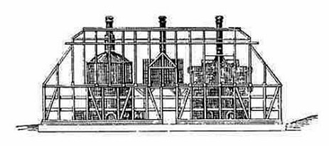 Нижне-Исетский завод. Деревянный каркас доменного цеха, 1809 г